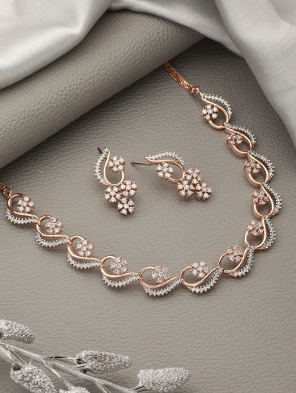 Rose Gold-Plated AD-Studded Jewellery Set