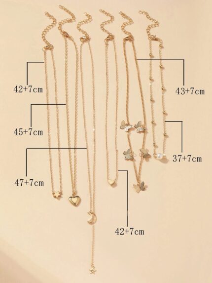 Set Of 6 Gold-Plated Necklace