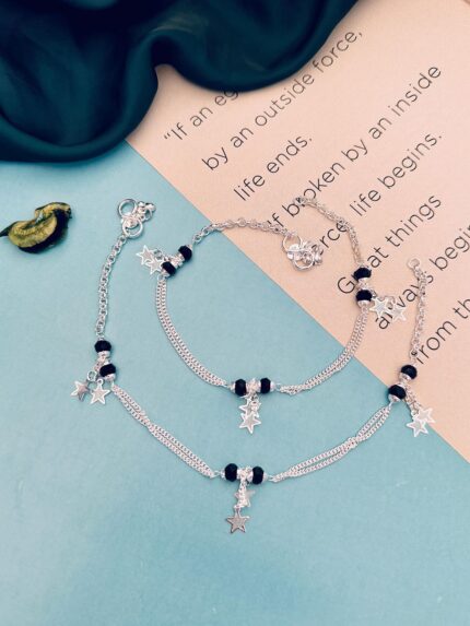 Set Of 2 Silver-Plated Anklets