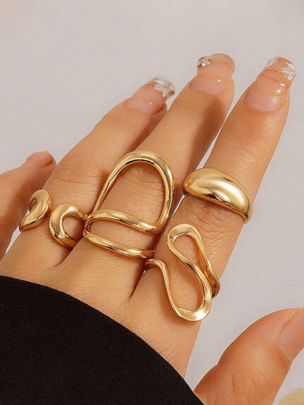 4-Pcs Gold Plated Finger Rings